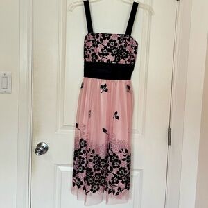 Womens Fancy Formal Pink Black Glitter Lace Dress Size 6